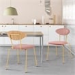 Armen Living Neo Modern Velvet & Metal Dining Chair in Pink/Gold (Set of 2)