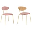 Armen Living Neo Modern Velvet & Metal Dining Chair in Pink/Gold (Set of 2)