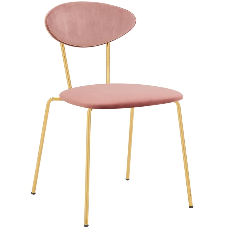 Armen Living Neo Modern Velvet & Metal Dining Chair in Pink/Gold (Set of 2)