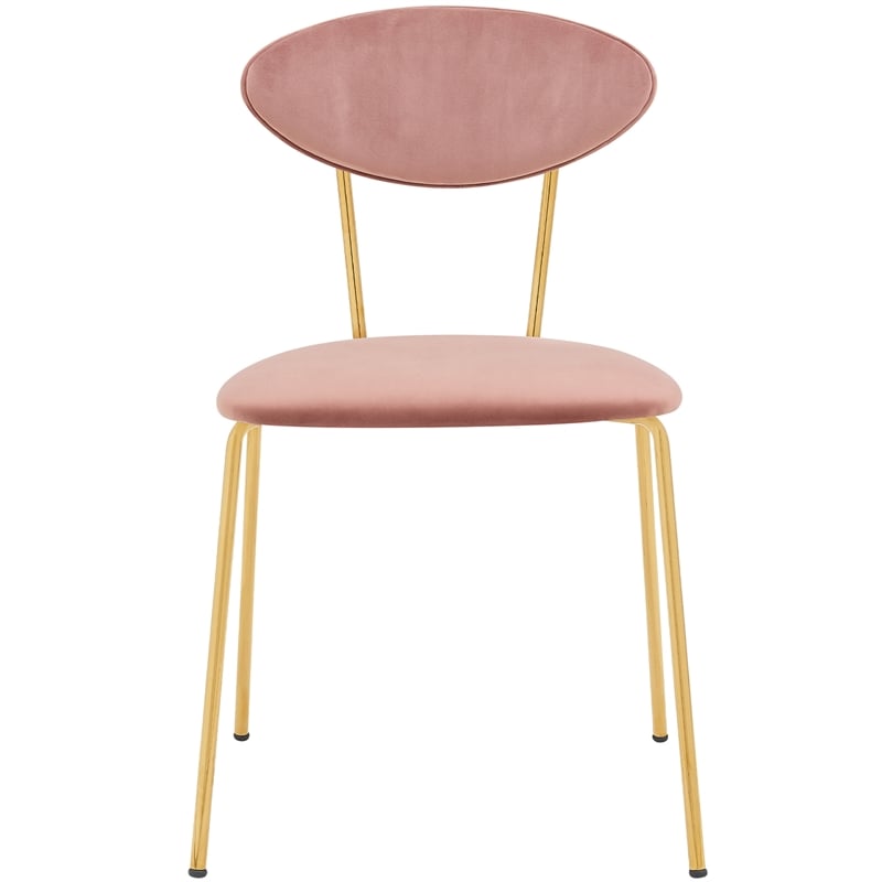 Armen Living Neo Modern Velvet & Metal Dining Chair in Pink/Gold (Set of 2)