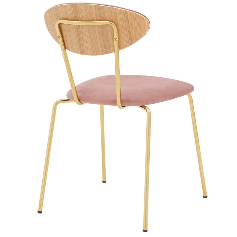 Armen Living Neo Modern Velvet & Metal Dining Chair in Pink/Gold (Set of 2)
