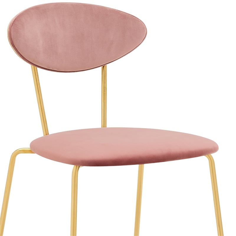 Armen Living Neo Modern Velvet & Metal Dining Chair in Pink/Gold (Set of 2)