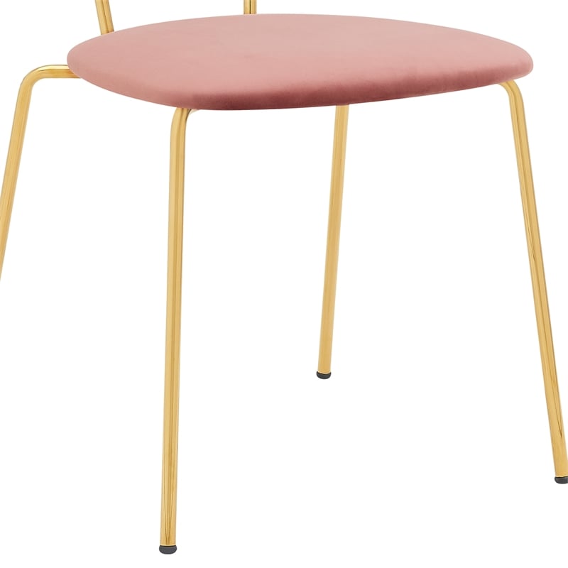 Armen Living Neo Modern Velvet & Metal Dining Chair in Pink/Gold (Set of 2)