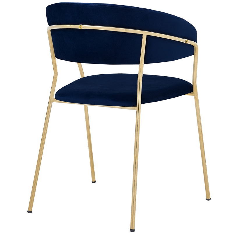 Nara Modern Blue Velvet and Gold Metal Leg Dining Room Chairs Set of 2 Cymax Business