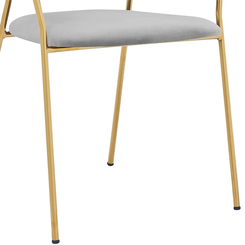 Armen Living Nara Velvet/Metal Dining Room Chairs in Gray/Gold (Set of 2)