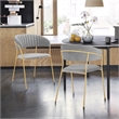 Armen Living Nara Velvet/Metal Dining Room Chairs in Gray/Gold (Set of 2)
