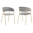 Armen Living Nara Velvet/Metal Dining Room Chairs in Gray/Gold (Set of 2)