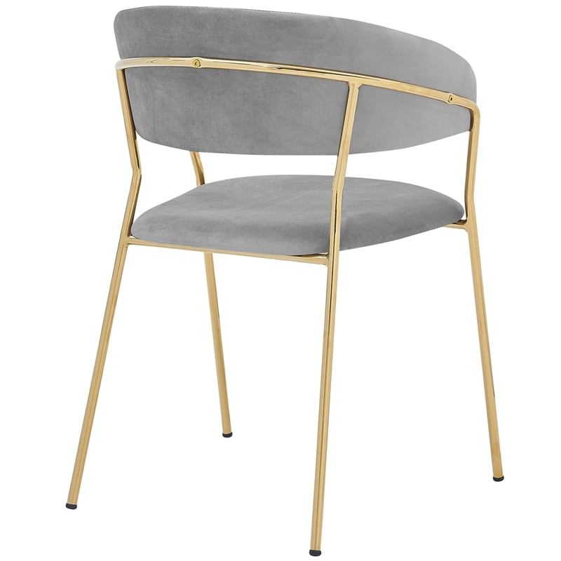 Armen Living Nara Velvet/Metal Dining Room Chairs in Gray/Gold (Set of 2)