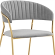 Armen Living Nara Velvet/Metal Dining Room Chairs in Gray/Gold (Set of 2)