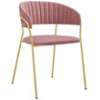 Armen Living Nara Velvet/Metal Dining Room Chairs in Pink/Gold (Set of 2)