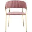 Armen Living Nara Velvet/Metal Dining Room Chairs in Pink/Gold (Set of 2)