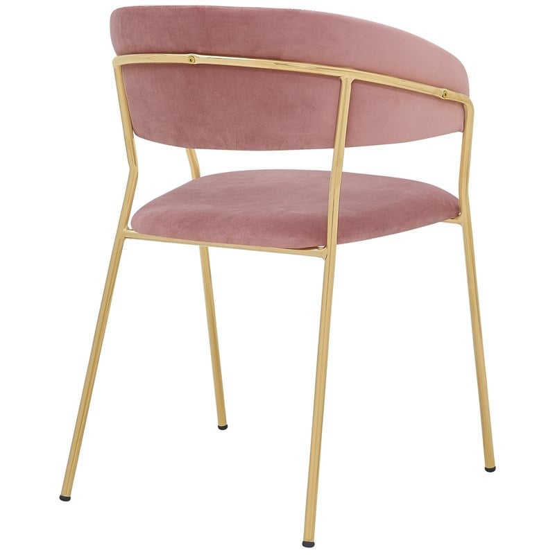 Armen Living Nara Velvet/Metal Dining Room Chairs in Pink/Gold (Set of 2)