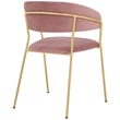 Armen Living Nara Velvet/Metal Dining Room Chairs in Pink/Gold (Set of 2)