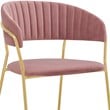 Armen Living Nara Velvet/Metal Dining Room Chairs in Pink/Gold (Set of 2)
