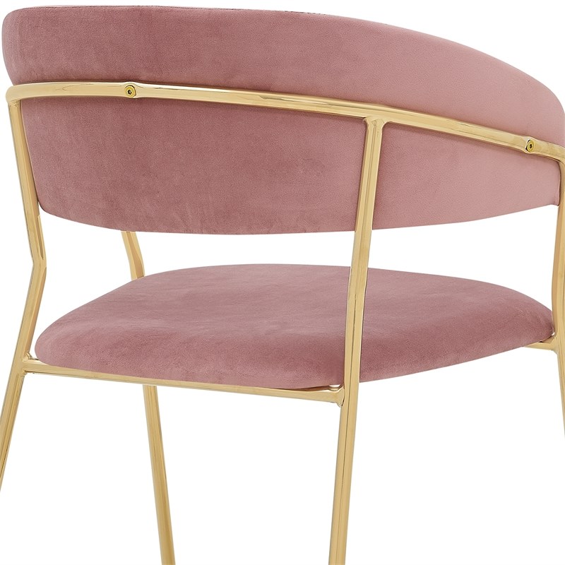Armen Living Nara Velvet/Metal Dining Room Chairs in Pink/Gold (Set of 2)