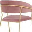 Armen Living Nara Velvet/Metal Dining Room Chairs in Pink/Gold (Set of 2)