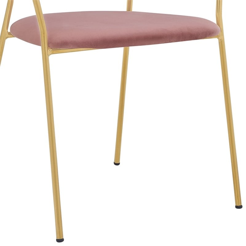 Armen Living Nara Velvet/Metal Dining Room Chairs in Pink/Gold (Set of 2)