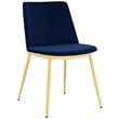 Armen Living Messina 5-Piece Rectangular Velvet/Wood Dining Set in Blue/Walnut