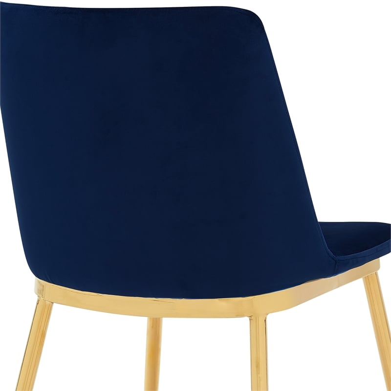 Armen Living Messina 5-Piece Rectangular Velvet/Wood Dining Set in Blue/Walnut
