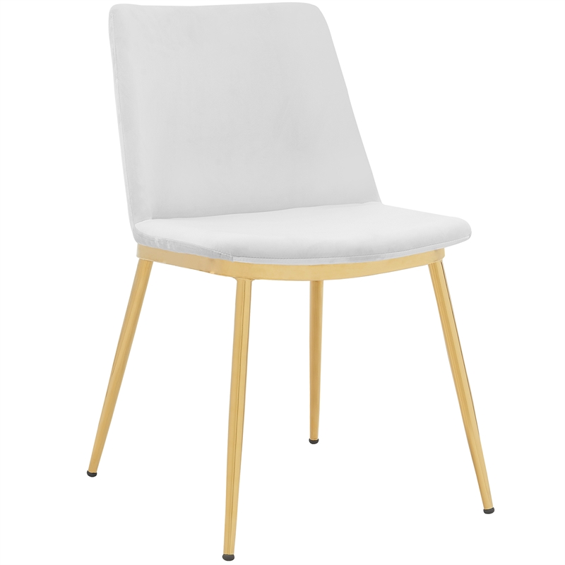 Armen Living Messina 5-Piece Rectangular Velvet/Wood Dining Set in White/Walnut