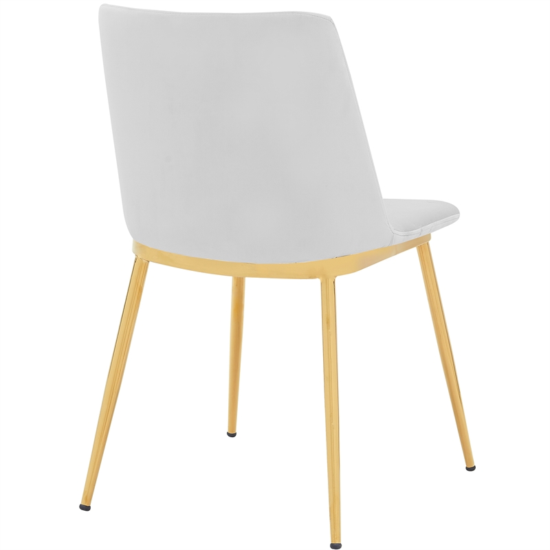 Armen Living Messina 5-Piece Rectangular Velvet/Wood Dining Set in White/Walnut