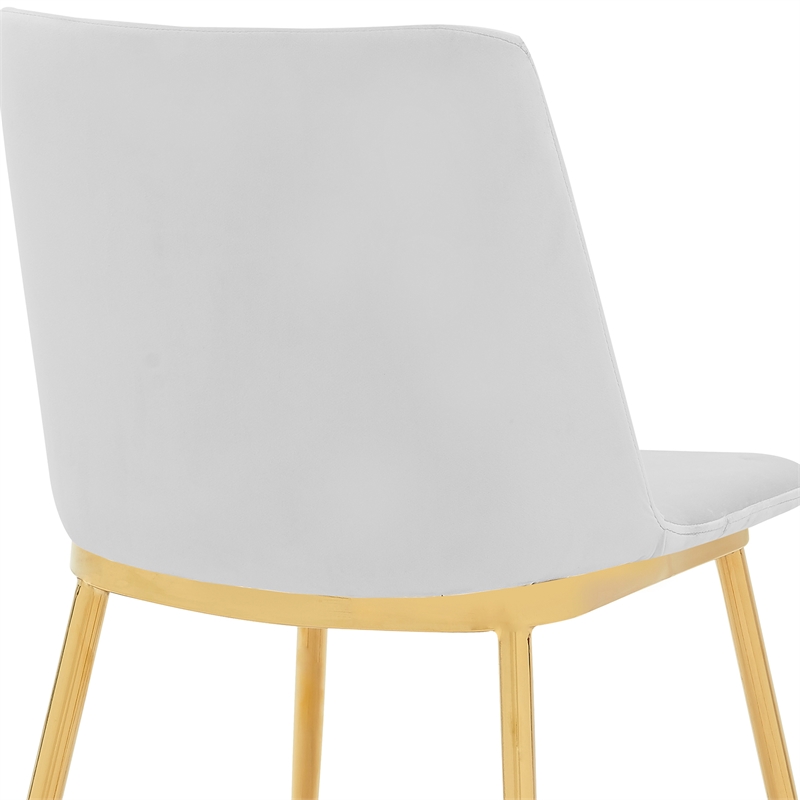 Armen Living Messina 5-Piece Rectangular Velvet/Wood Dining Set in White/Walnut