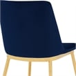 Armen Living Messina 7-Piece Rectangular Velvet/Wood Dining Set in Blue/Walnut