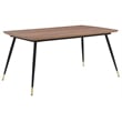 Armen Living Messina 7-Piece Rectangular Velvet/Wood Dining Set in Blue/Walnut