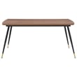 Armen Living Messina 7-Piece Rectangular Velvet/Wood Dining Set in Blue/Walnut
