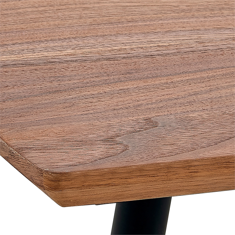 Armen Living Messina 7-Piece Rectangular Velvet/Wood Dining Set in Gray/Walnut