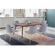 Armen Living Messina 7-Piece Rectangular Velvet/Wood Dining Set in Gray/Walnut