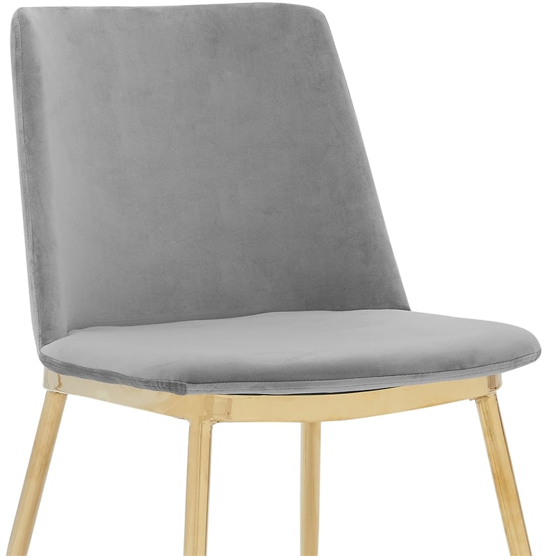 Armen Living Messina 7-Piece Rectangular Velvet/Wood Dining Set in Gray/Walnut