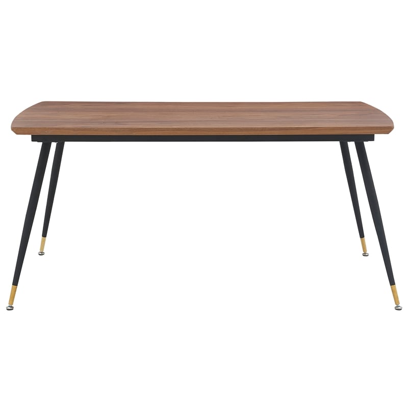 Armen Living Messina 7-Piece Rectangular Velvet/Wood Dining Set in Gray/Walnut