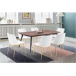 Armen Living Messina 7-Piece Rectangular Velvet/Wood Dining Set in White/Walnut