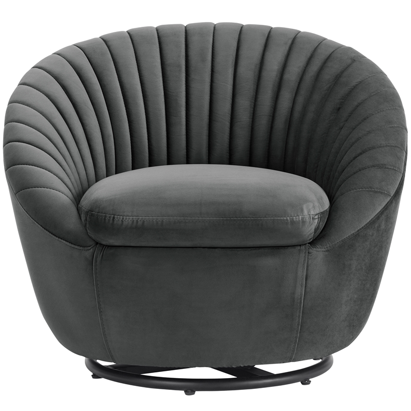 Bella Dark Gray Velvet Swivel Accent Chair with Black Base Cymax Business