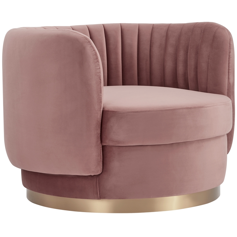 Davy Blush Velvet Swivel Accent Chair with Gold Base | Cymax Business
