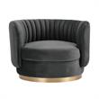 Armen Living Davy Modern Velvet Swivel Accent Chair in Dark Gray/Gold