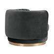 Armen Living Davy Modern Velvet Swivel Accent Chair in Dark Gray/Gold
