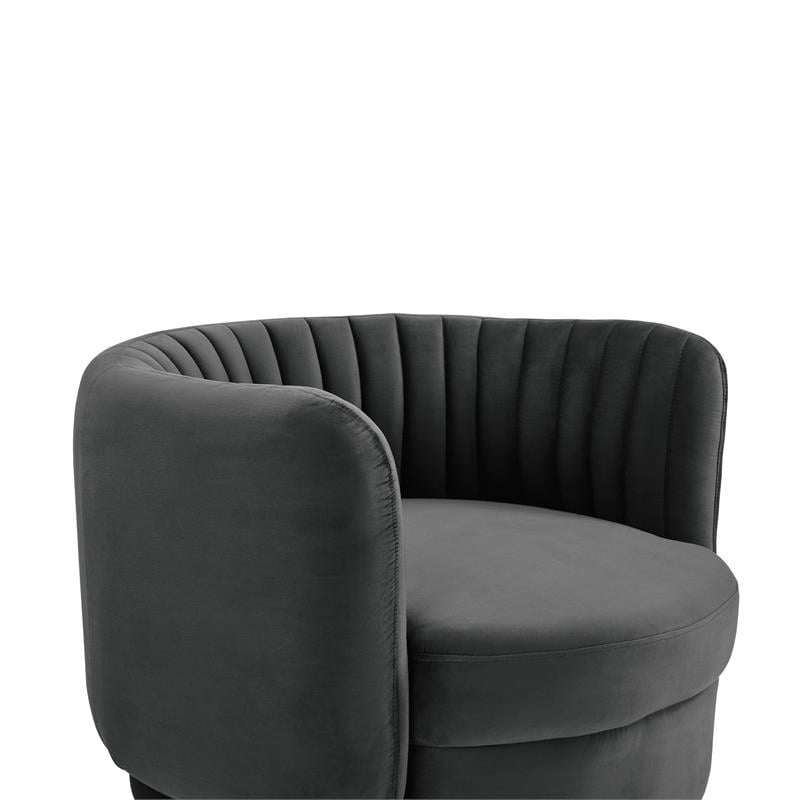 Armen Living Davy Modern Velvet Swivel Accent Chair in Dark Gray/Gold