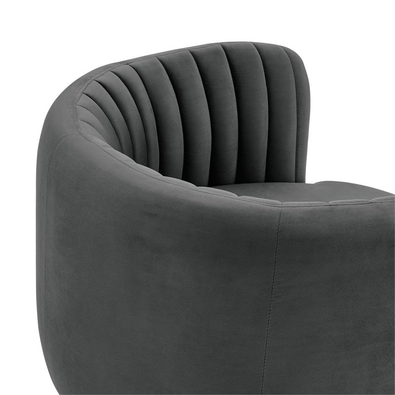 Armen Living Davy Modern Velvet Swivel Accent Chair in Dark Gray/Gold