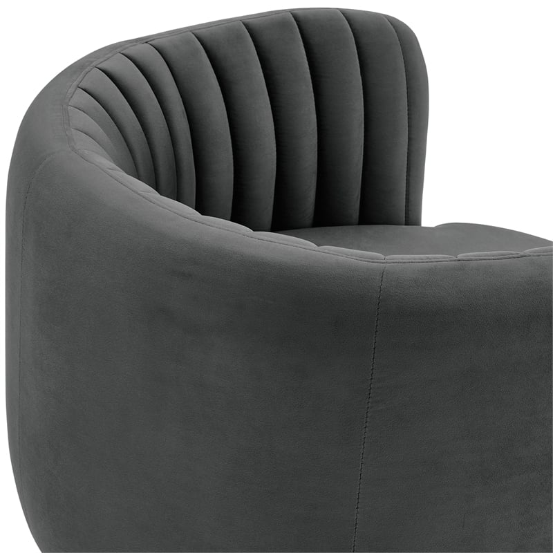 Armen Living Davy Modern Velvet Swivel Accent Chair in Dark Gray/Gold