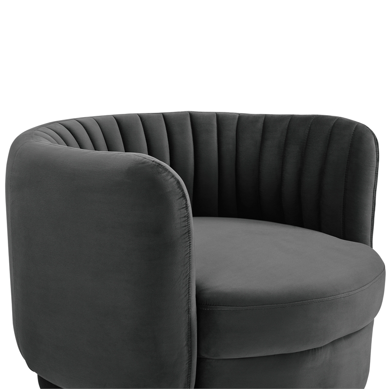 Armen Living Davy Modern Velvet Swivel Accent Chair in Dark Gray/Gold
