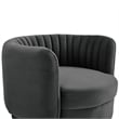 Armen Living Davy Modern Velvet Swivel Accent Chair in Dark Gray/Gold