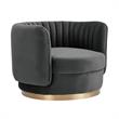 Armen Living Davy Modern Velvet Swivel Accent Chair in Dark Gray/Gold