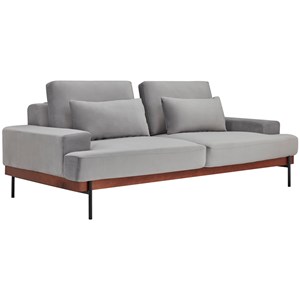 Armen Living Monet 86&quot Mid-Century Modern Velvet & Wood Sofa in Gray/Walnut