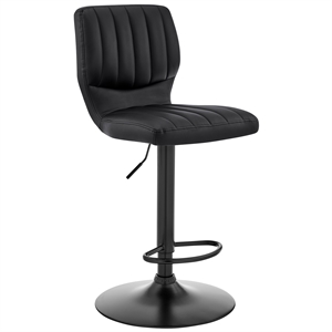 Armen Living The Bardot 46&quot Faux Leather/Metal Swivel Bar Stool in Black