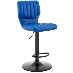 Armen Living The Bardot 25-34&quot Faux Leather/Metal Swivel Bar Stool in Blue/Black