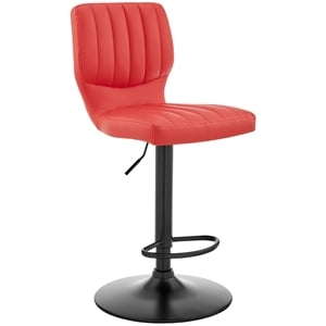 Armen Living The Bardot 25-36&quot Faux Leather Swivel Bar Stool in Red/Black