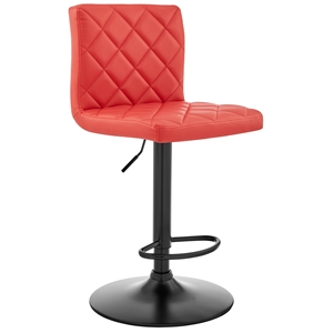 Armen Living The Duval 24-32&quot Faux Leather/Metal Swivel Bar Stool in Red/Black