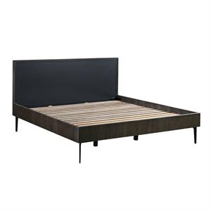 armen living cross solid wood panel platform bed in dark gray and oak